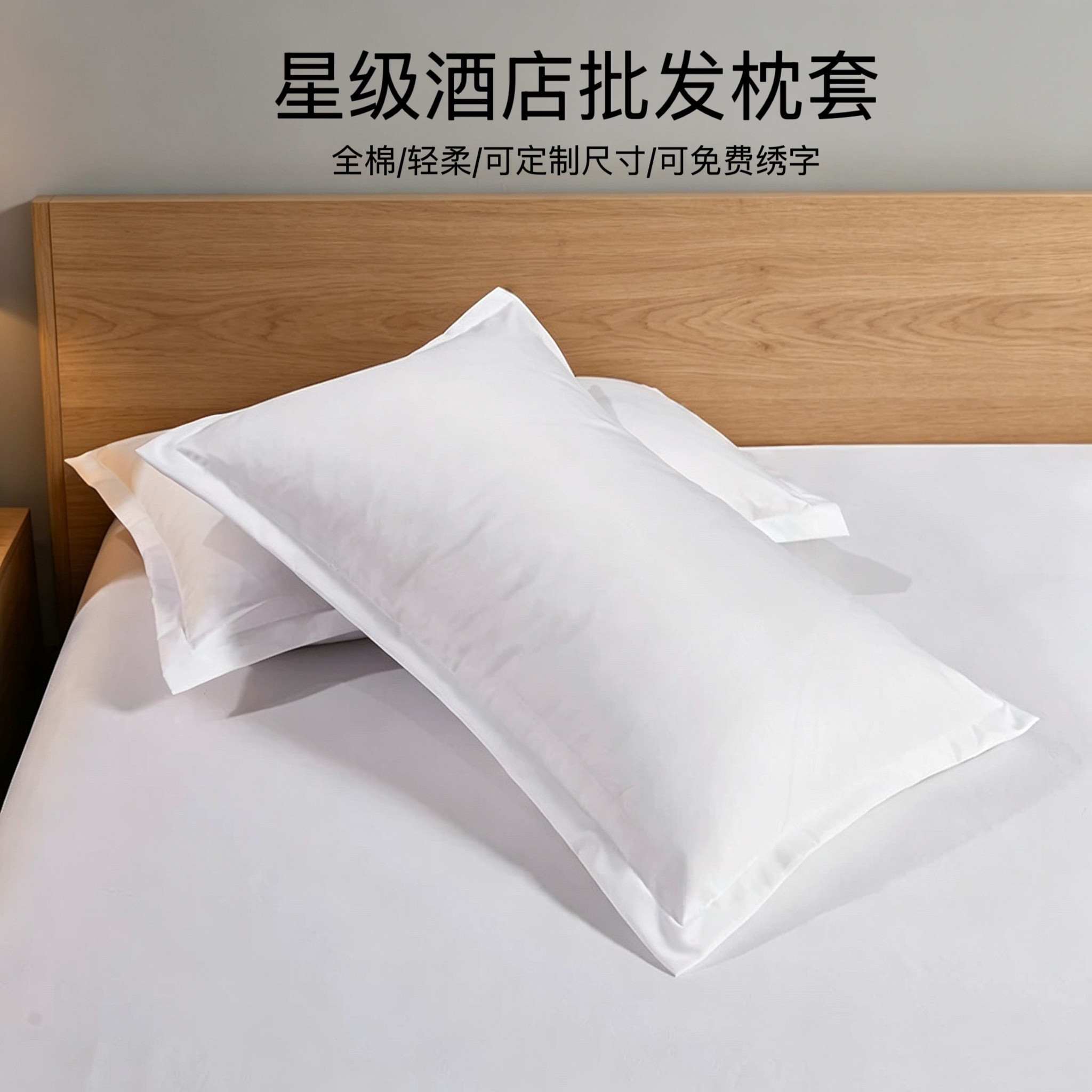 纯白全棉高密枕套批发价酒店加厚