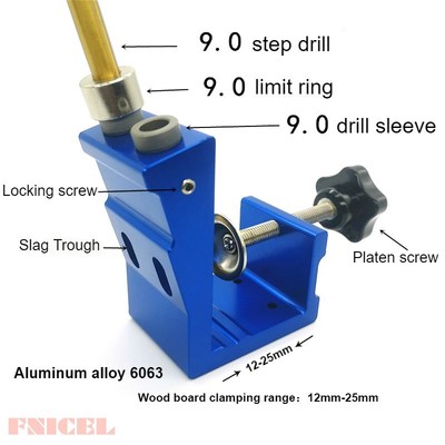 9mm Pockeet Hole Puncher jig kit Mini Style Pocket Hole Jig