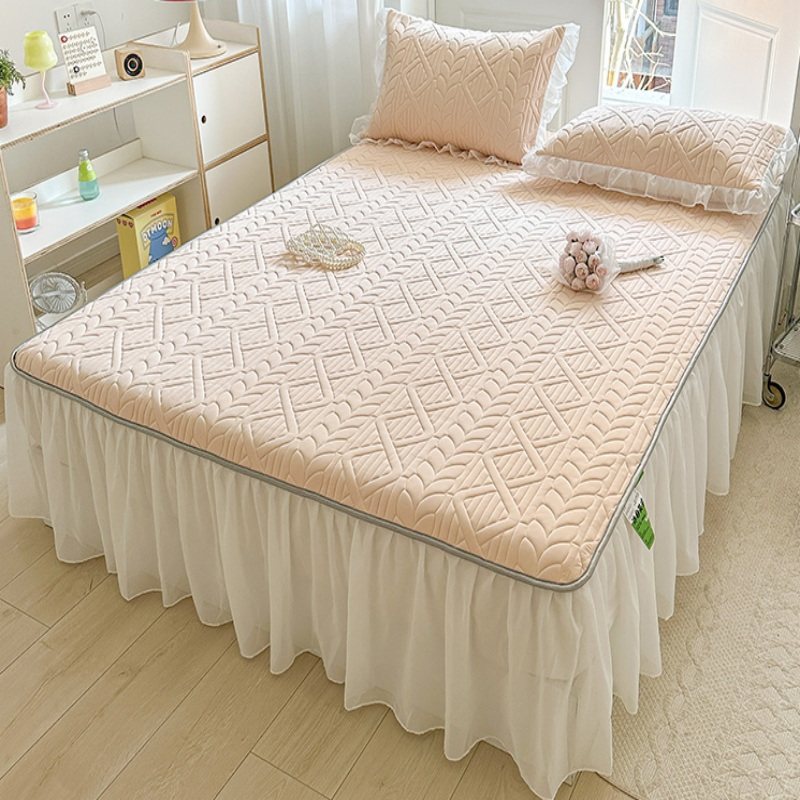 床裙床笠二合一冰丝凉席三件套夏季可HK水洗机洗空调席子床罩带裙,床上用品,冰丝席,淘宝优惠券,粉丝福利购,淘宝优惠卷