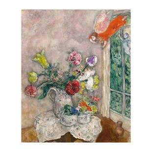 夏加尔油画Marc Chagual春天的花朵手绘复制品临摹世界名画装饰画