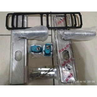 加厚面板不锈钢防盗门锁把手面板C防撬钢板双开门通用型多功能锁