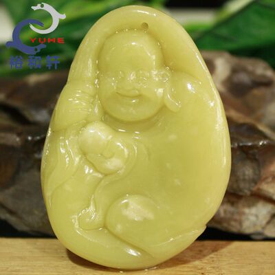 寿山石手件 国石真品 芙蓉石 福在眼前 O弥勒手把件【裕和轩】H6