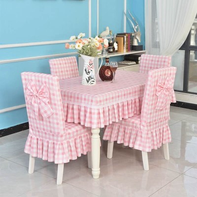 新款简约现代小方格桌椅套罩靠背坐垫一体套装布R艺餐桌桌布椅子