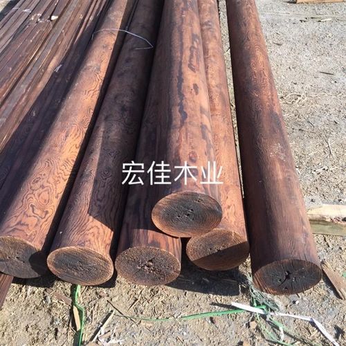 圆木雕刻圆柱子防腐木奥松圆柱秋千杆G仿古假梁主梁碳化木厂家方