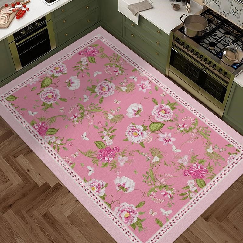 厨房专用吸水防滑地垫脚垫ins北欧风粉色O入户门垫长条形床边毯,居家布艺,厨房地垫,淘宝优惠券,粉丝福利购,淘宝优惠卷