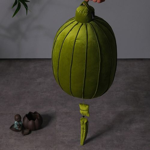 绿色国风b系列灯笼抱枕 新中式氛围感客厅挂件摆件丝绒抱枕可手提