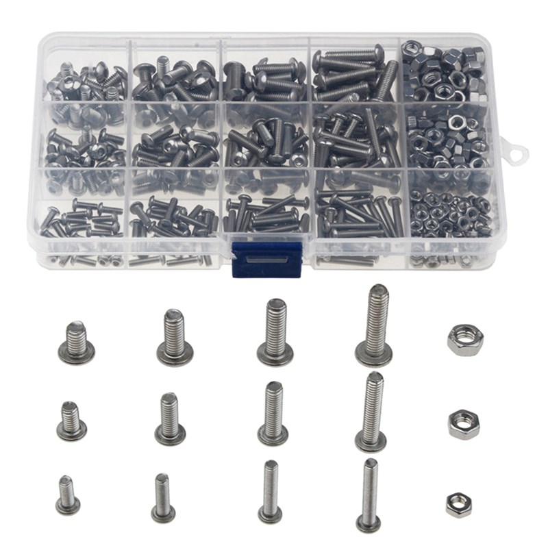 440pcis不锈钢内六角圆h头螺钉螺母