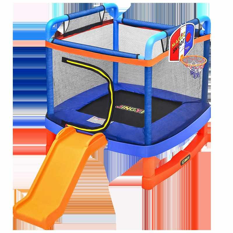 蹦蹦床儿童家用室内带护r网小跳床宝宝滑梯弹跳床小型带扶手跳跳