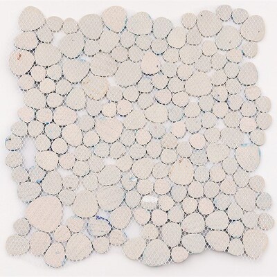 Sea Blue White Glazed Ceramic Pebble Mosaic Tile forX DIY ki