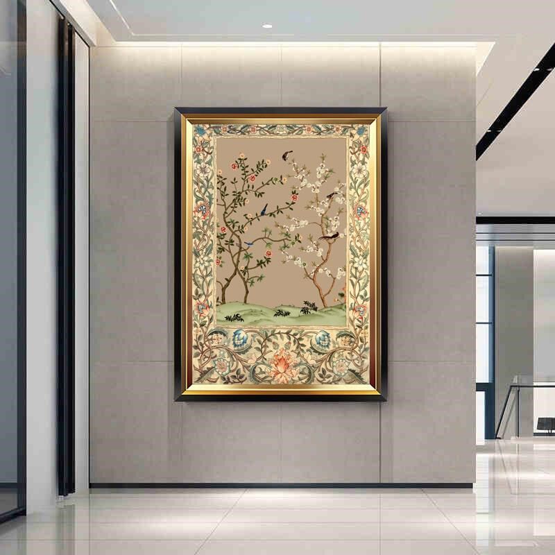 网红莫斯画幸福美玄关装树饰画餐厅墙客面装式古饰壁画.厅挂里复