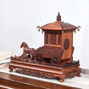 马车摆件仿古中式微缩家具木雕桌面门厅红木家居S装饰玄关创意古