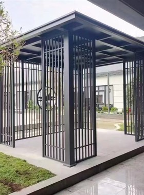 景亭不锈钢钢结构异形廊架园林B景区公园金属铝板大型不锈钢长廊