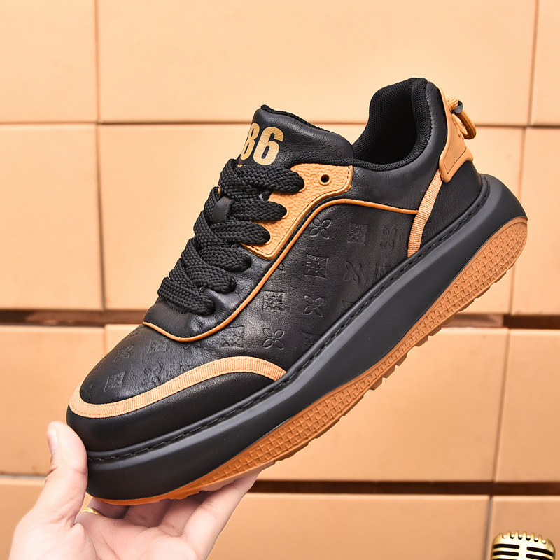 日本品质轻底男鞋2025秋冬头层牛皮跑步鞋百搭商务男士皮鞋潮流运