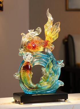 爆款年年有余招财锦鲤摆件进门玄关酒柜客厅电视柜装饰品乔迁新居