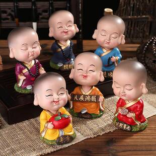 爆款禅意可爱摇头小和尚小沙弥创意汽车摆件车上饰品装饰用品工艺