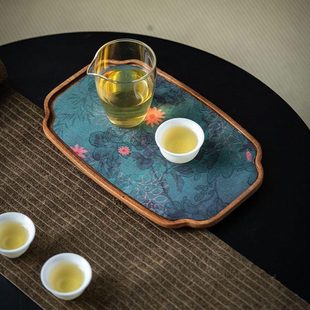 家用茶盘垫子茶席禅意实木干泡承泡盘壶台干 宜室茶话胡桃木新中式