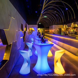 led高脚桌发光桌子酒吧桌户外活动鸡尾酒桌方形高脚吧台跨境热销