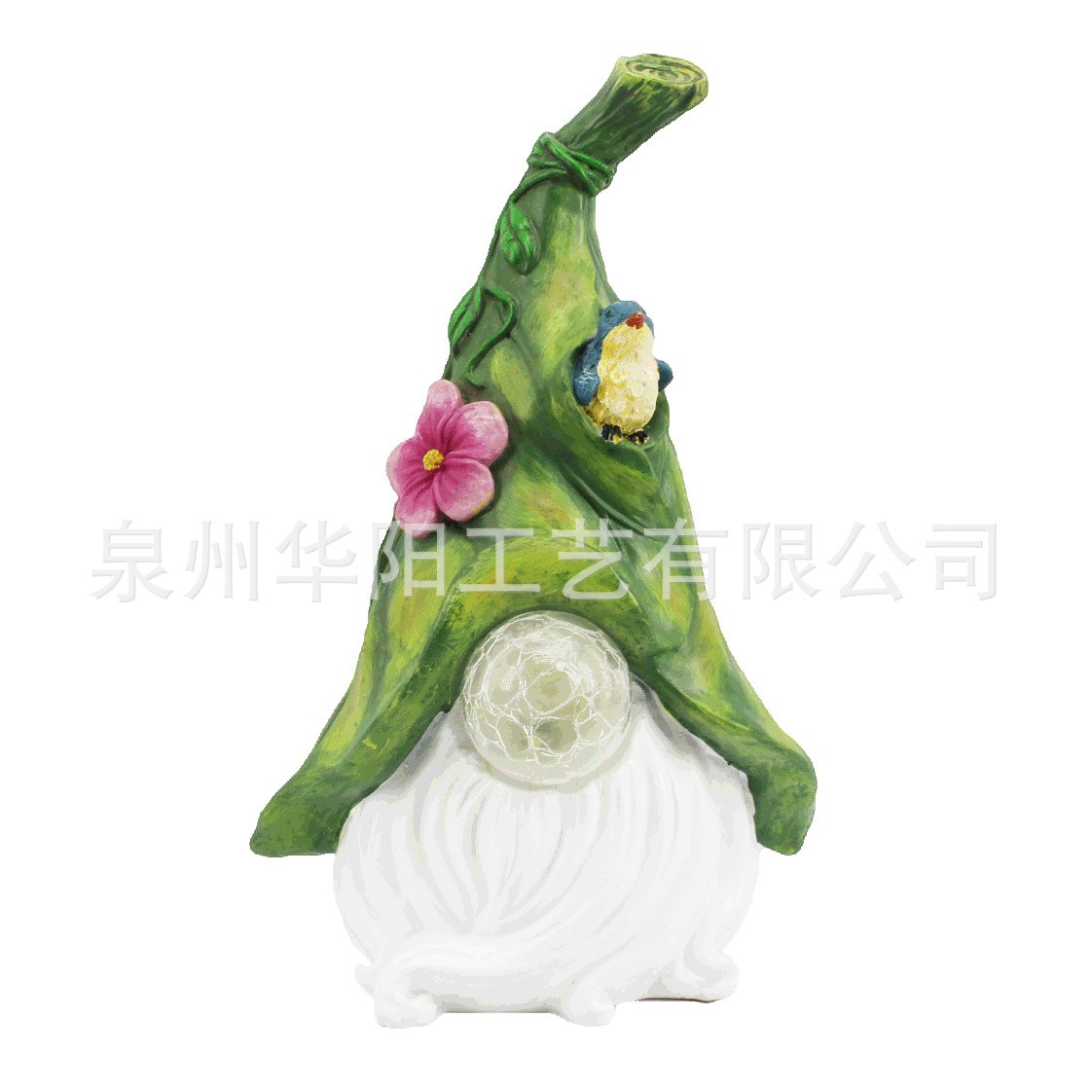 精灵树脂工艺品户外庭院白胡子侏儒太阳能裂纹水晶玻璃球灯装饰品