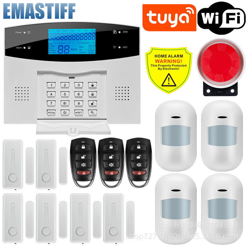 GSM手机报警器无线GSM防盗器家用防盗报警器支持英法俄西班牙语等