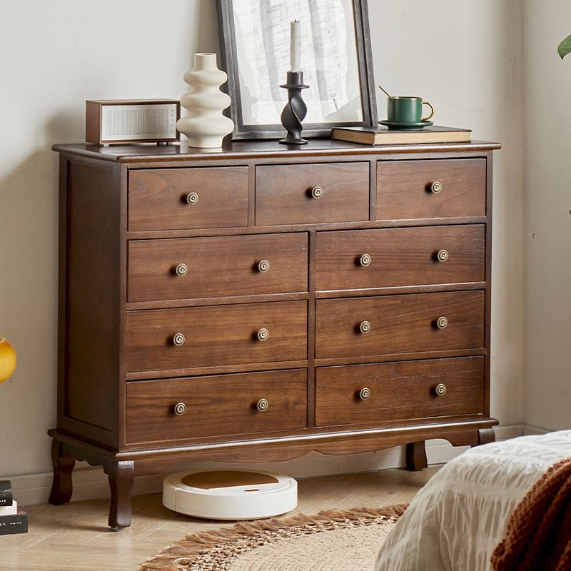 N5实木斗柜卧室抽屉式收纳柜子储物柜美式简约客厅九斗橱整装经济