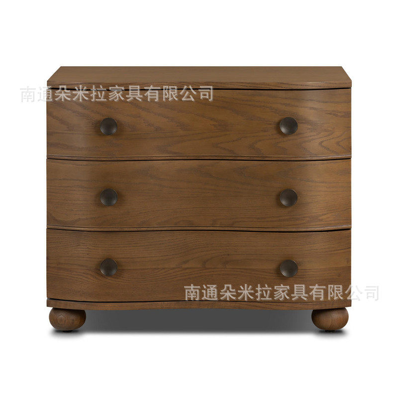 RH美式实木床头柜设计师设计高端简约床头柜轻奢豪华床头柜储物柜