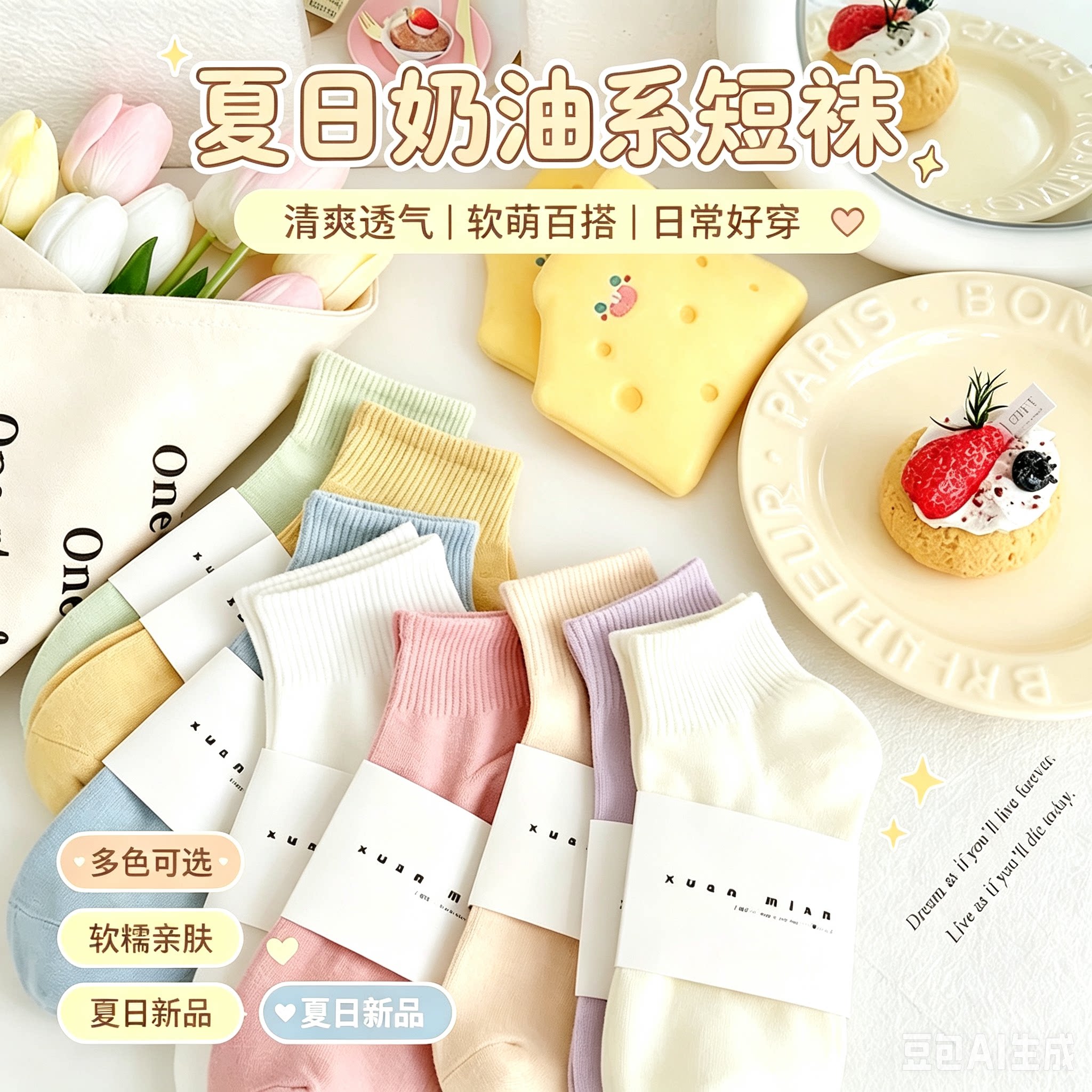 春夏袜纯色袜子女纯棉薄款日系学生运动休闲彩色糖果色舒适