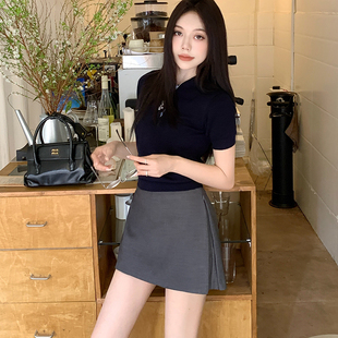 灰色西装裙裤半身裙女夏新款百搭显瘦a字裙高腰包臀裙一步短裙子