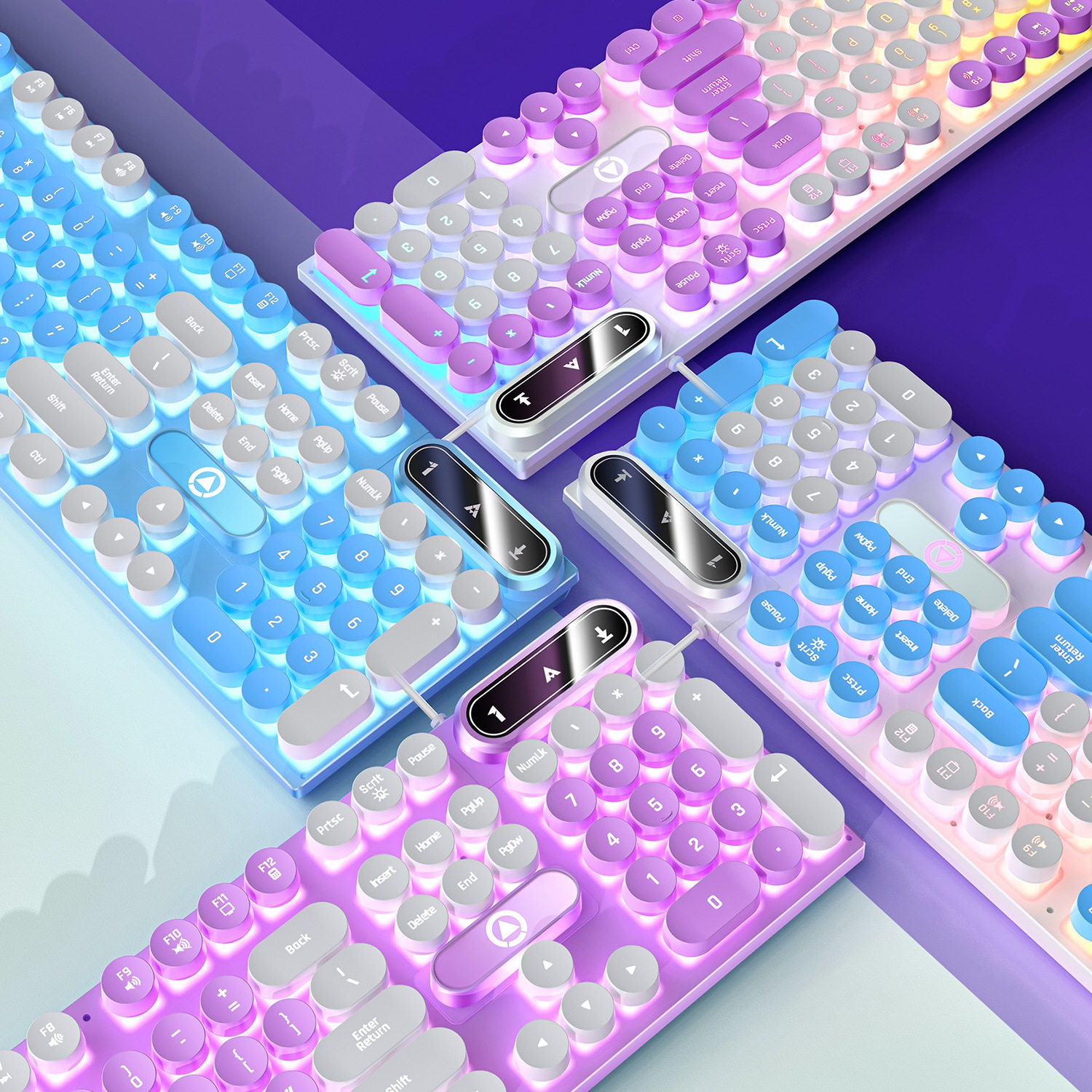 迈从官网新款电竞机械手感吃鸡游戏发光键盘有线朋克拼色电脑配件