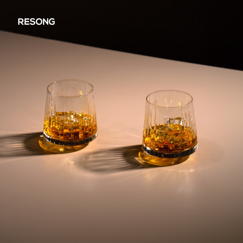 RESONG日诵家居 凯旋手刻威士忌对杯 水晶玻璃水杯洋酒杯礼物套装