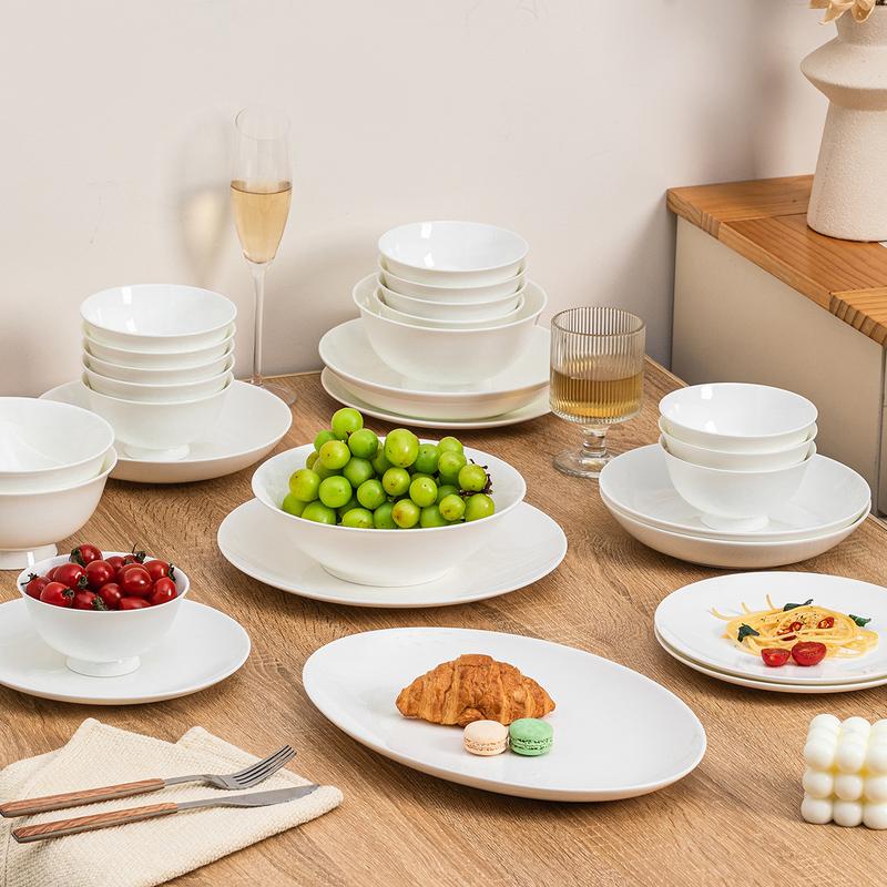 纯白陶瓷餐具家用2025新款碗盘乔迁新居餐具碗具汤碗盘子饭碗菜盘