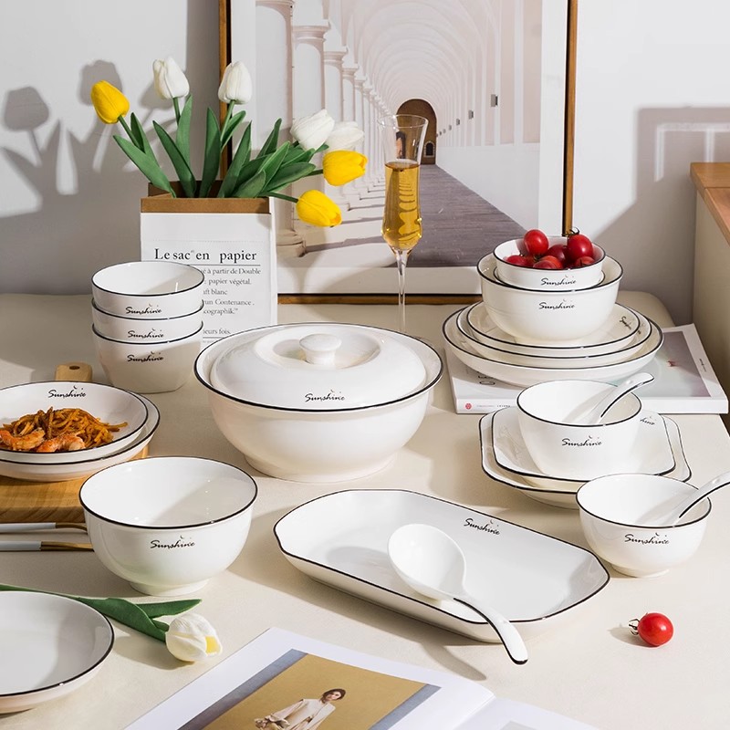 景德镇瓷器釉下彩碗碟盘家用2025新款碗具陶瓷碗盘筷高颜值餐具