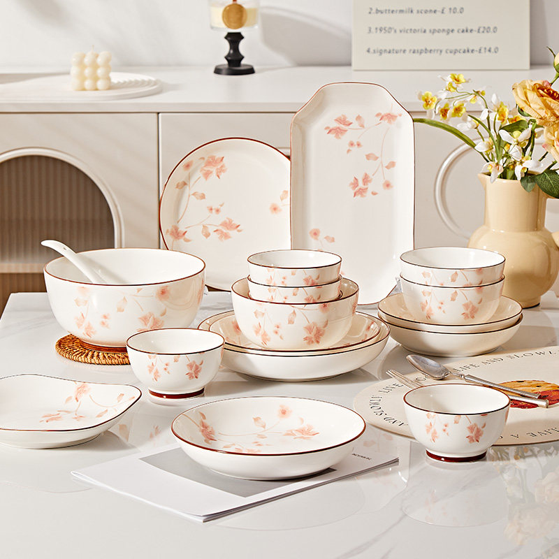 中式釉下彩陶瓷餐具套装家用高颜值2026新款碗碟碗盘乔迁新居碗筷