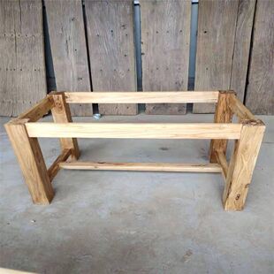 老榆木实木桌腿桌脚大板支架桌架餐桌腿木质脚R工字架家用茶台腿