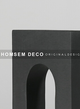 简约现代轻奢黑色树脂几何软装饰品家居样板房S间售楼处书架摆件