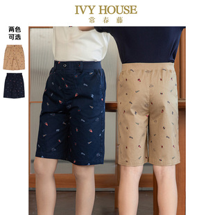 子夏季 新款 装 HOUSE常春藤儿童装 裤 男童裤 五分裤 IVY 运动满印短裤
