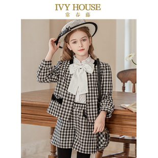 HOUSE常春藤儿童装 格纹小香风外套裤 女童外套秋季 亲子装 子 款 IVY