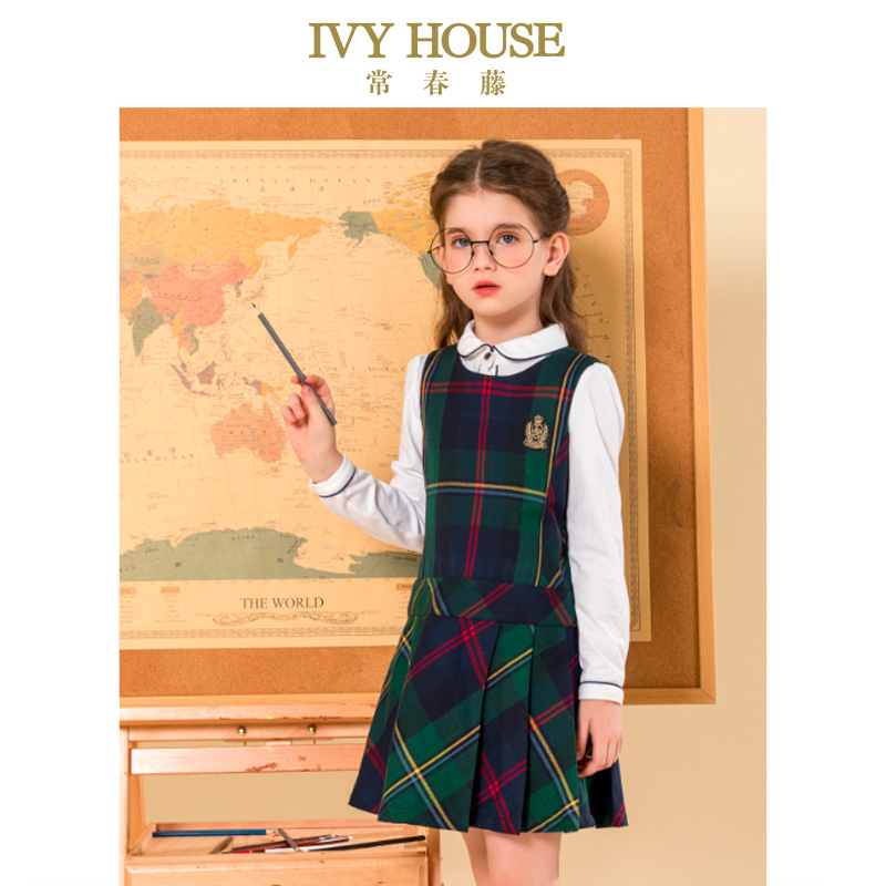 常春藤女童学院风秋季背心裙