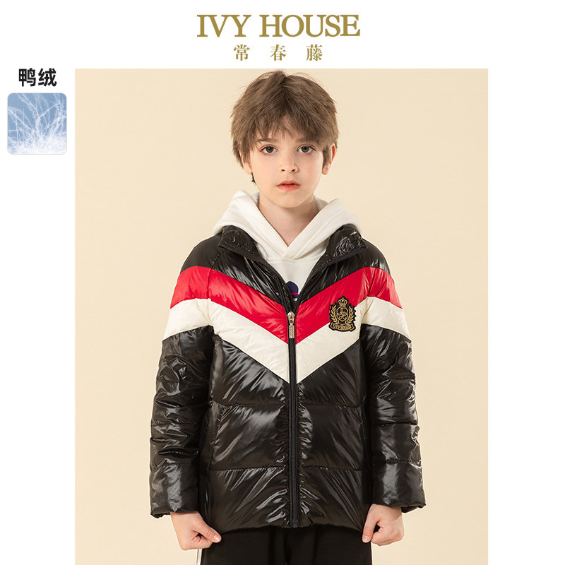 IVY HOUSE常春藤儿童装男童冬季新款 羽绒服外套撞色拼接运动保暖