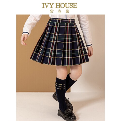 IVY HOUSE常春藤儿童装女童短裙春夏 百搭jk裙格子百褶半身裙