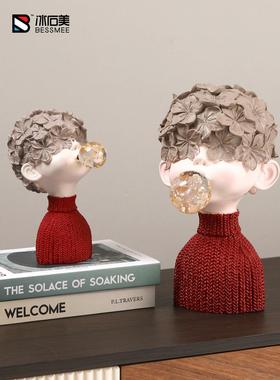 北欧轻奢艺术感摆件现代客厅书架酒柜家居创意工艺雕塑玄关装饰品