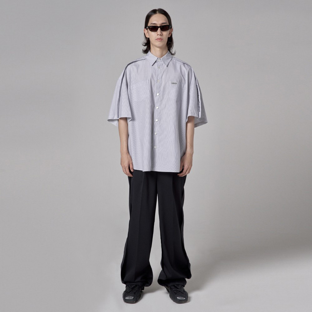 FOLIX机能户外短袖衬衫男生款夏季男装2024条纹半袖衬衣薄款外套