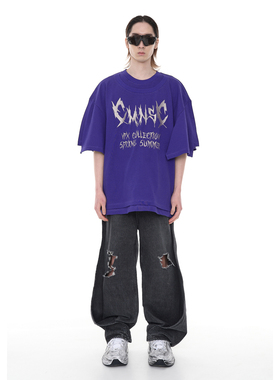 FOLIX简约日系hiphop潮牌260g重磅纯棉短袖T恤男款夏季宽松上衣