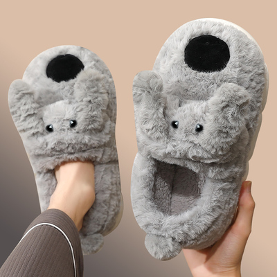 棉拖鞋男士冬季包跟保暖可爱室内家居防滑厚N底外穿毛绒棉鞋男生