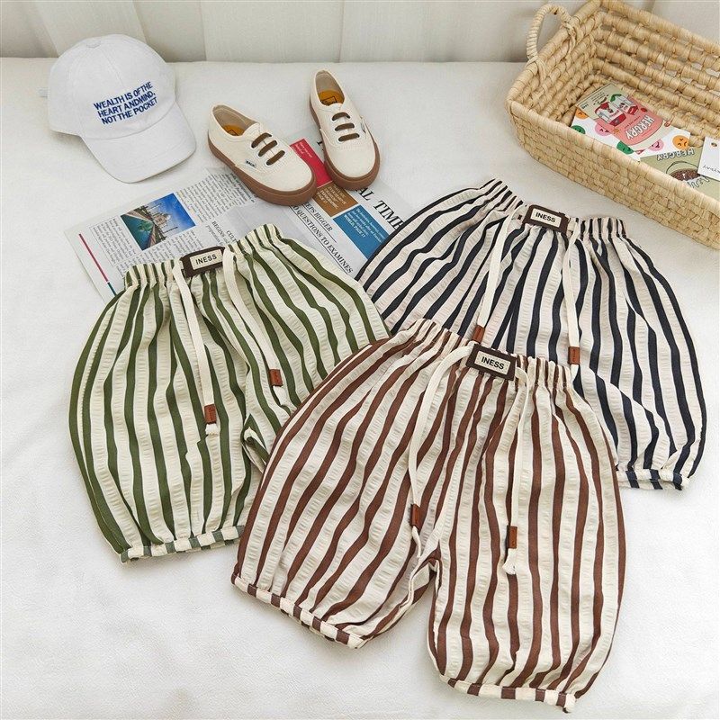 夏季儿童新款百搭宽松时尚洋气条纹透气薄款男女宝宝七分束腿裤潮,童装/婴儿装/亲子装,裤子,淘宝优惠券,粉丝福利购,淘宝优惠卷