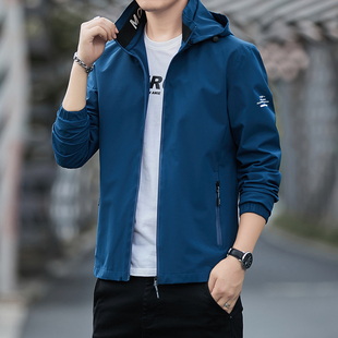 商务休闲外套男款 连帽夹克男士 防风冲锋衣潮流男装 2024新款 春秋季