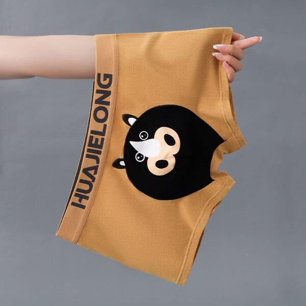 潮流卡通男士内裤男生纯棉平角裤男式可爱男孩底裤衩男款四角裤头