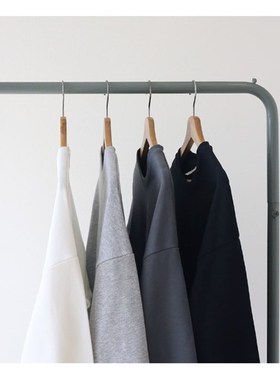 经典黑白灰色系毛圈布秋季白色灰色常规薄款纯 圆领卫衣男 女宽松