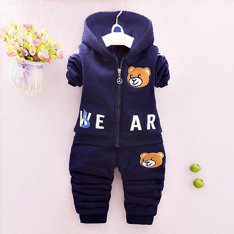 宝宝加厚秋冬装1-2小孩r棉衣服0到3岁男童卫衣套装春装一周半儿童