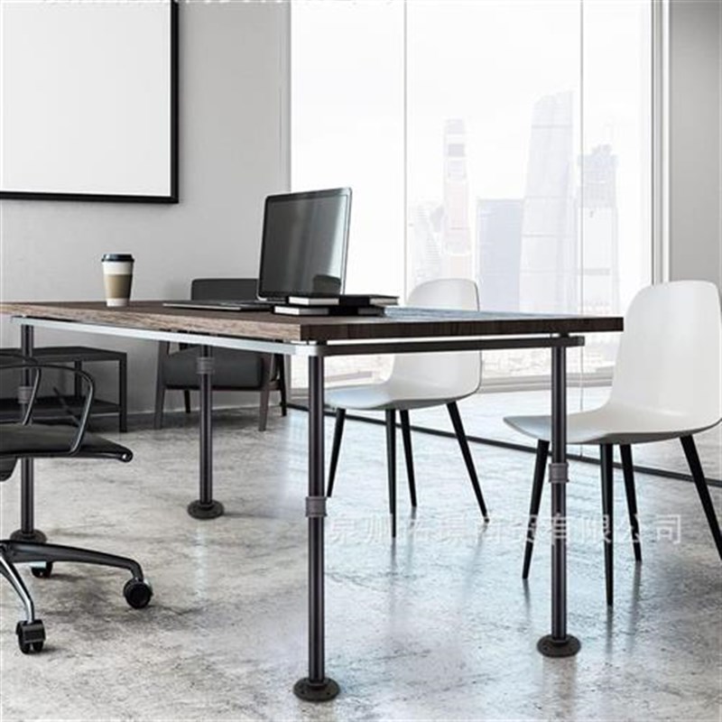 工业风铁艺桌腿架实木办公电脑书桌水管金属桌脚支U架创意餐桌腿