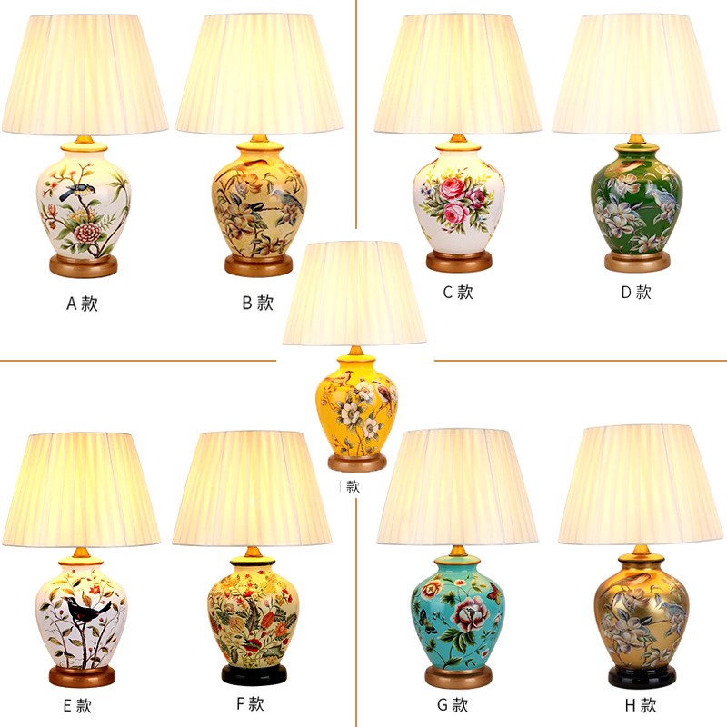 新中式陶瓷卧室床头柜台灯创意温馨客厅高档美式欧式家用工厂直销